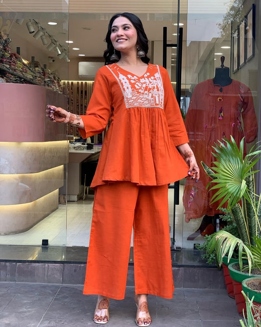 SUMMER-READY PREMIUM COTTON ORANGE CO-ORD SETS