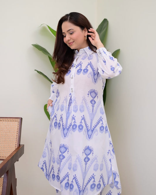 Blue Oasis Floral Cotton Co-Ord Set