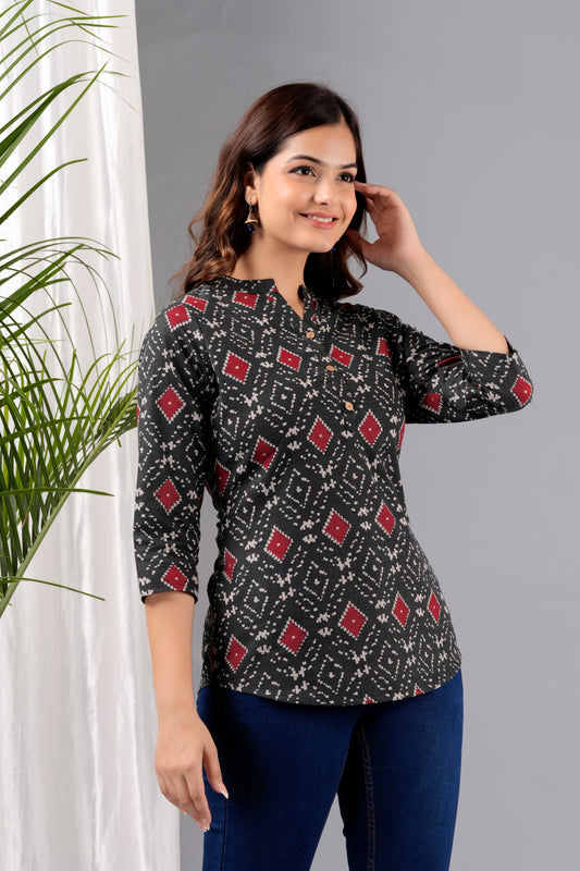 ALAXENDER Stylish Indian Kurtis for Women Print & Embroidered Casual Tunic Tops - Perfect for Travel,Festivals
