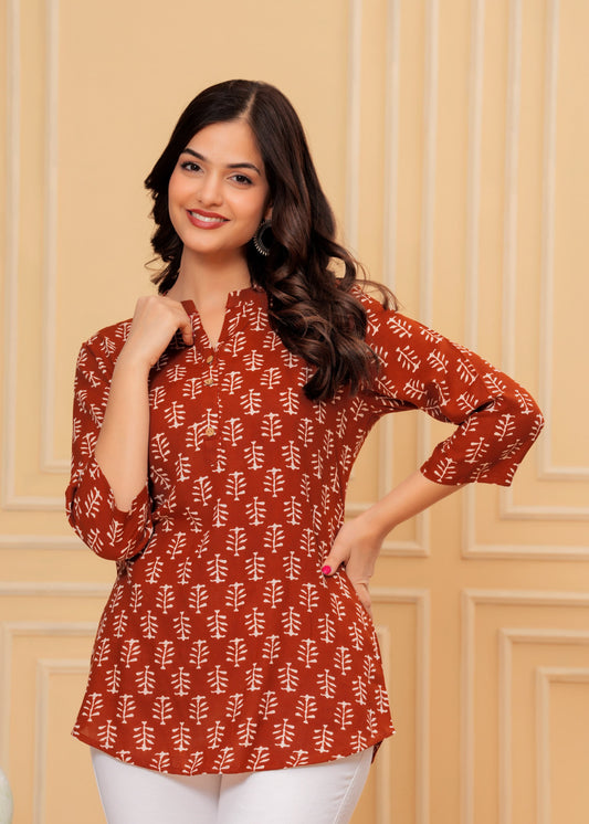 Maroon Straight Tunic Top