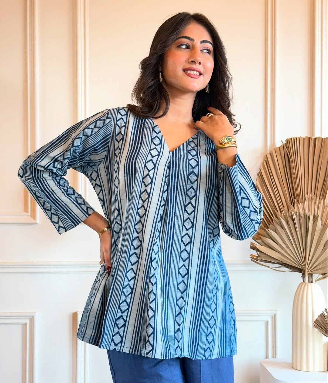 Elegant Blue Ensemble Cotton Kurta Pant