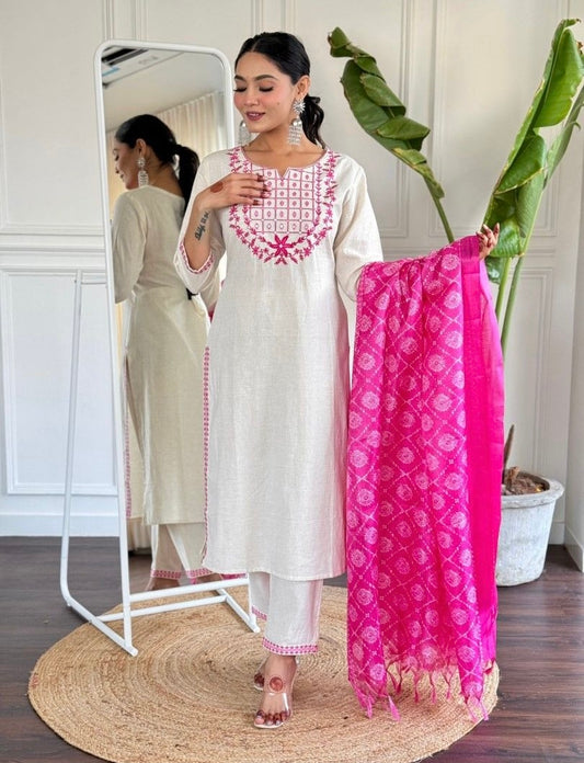 HEAVY COTTON PINK EMBROIDERY BORDER KURTI